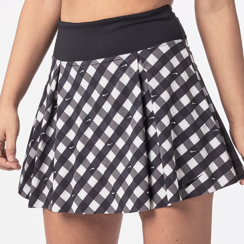 Nike Core Club Printed Tennis Skirt Skort Black White Gingham XL - Picture 2 of 16